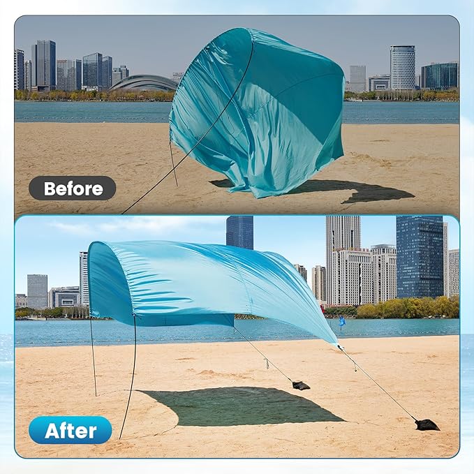 Strdfeve 2 Pack Beach Shade Accessories, Compatible with Shibumi Beach Canopy, Sandbag Weights with Clamps and Elastic Cords for Breezy and Low Wind Beach Setup, Canopy Not Included