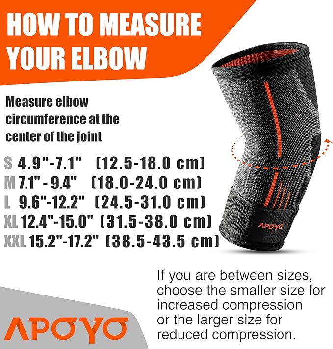 APOYO Elbow Brace for Tendonitis and Tennis Elbow, Compression Sleeve for Arthritis, Workouts, Reduce Joint Pain During Fitness Activity (Large)