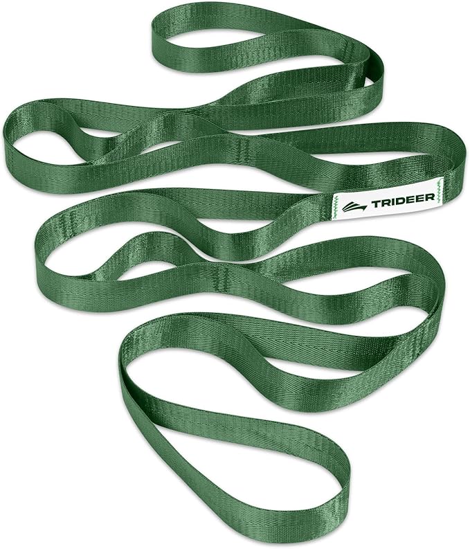 Trideer Non-Elastic Stretching Strap with Loops for Physical Therapy & Rehab, Knee Hip Leg ROM Post-Surgery, Yoga Strap for Stretching, Leg Lifter Strap Mobility Aid, Hamstring Calf Back