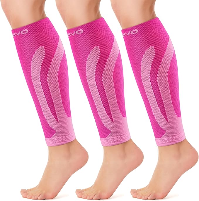 CAMBIVO 3-Pair Calf Compression Sleeves for Men & Women – Footless Socks for Shin Splints & Leg Pain Relief, 1 Pair Available