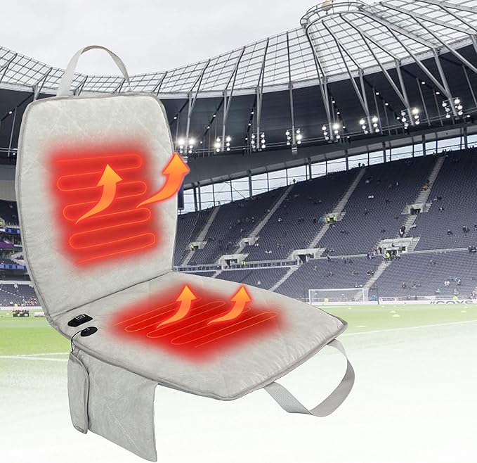 Portable Heated Seat Cushion(No Power Bank) Heated Camping Chair Pad,Foldable Heated Stadium Seat for Bleachers,USB Powered Heated Seats Great for Sports, Fishing, Concerts Grey