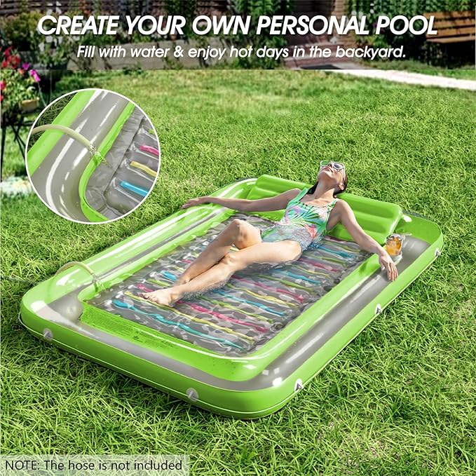 Inflatable Tanning Pool Lounger Float - Jasonwell 4 in 1 Sun Tan Tub Sunbathing Pool Lounge Raft Floatie Toys Water Filled Tanning Bed Mat Pad for Adult Blow Up Kiddie Pool Kids Ball Pit