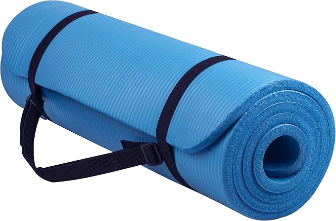 Fitvids All Purpose 1/2-Inch Extra Thick High Density Anti-Tear Exercise Yoga Mat with Carrying Strap and Yoga Blocks, Multiple Colors