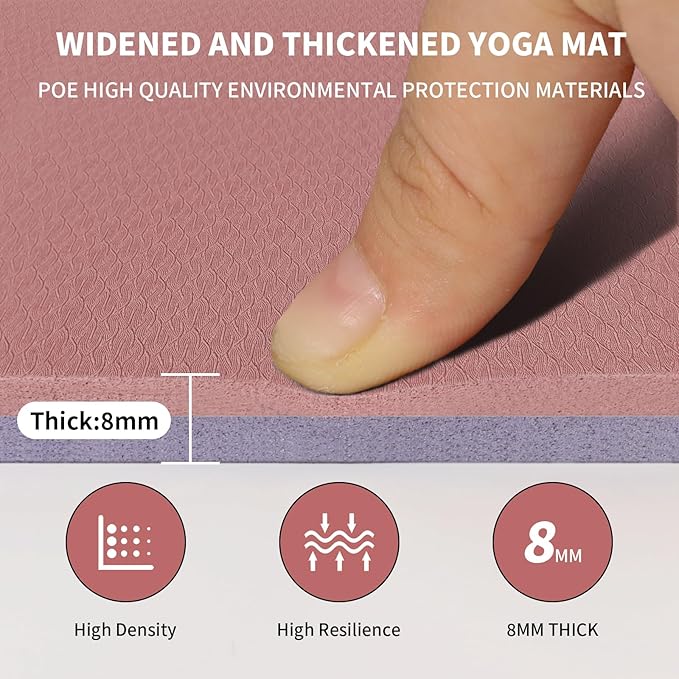 Large Yoga Mat (6'x 4') - Extra Long and Wide Workout Mat for Men and Women, Non-Slip POE 0.32''/0.4'' Thick Fitness Mat, Eco-Friendly Exercise Mat for Home Workouts, Ideal for Yoga and Pilates