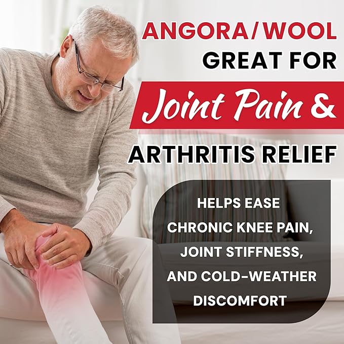 MAXAR Angora/Wool Knee Sleeve for Men & Women - Soft, Warm Support to Improve Circulation and Alleviate Arthritis Joint Pain - Lightweight Knee Warmer (XL, 1 pc)