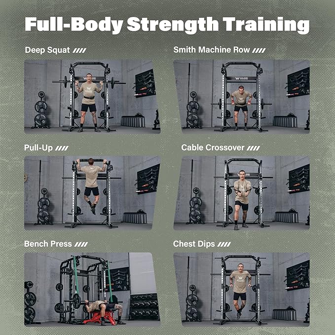Major Fitness Drone2 Smith△ Machine – All-in-One Home Gym Squat Rack with Weight Bar, Dual LAT Pull-Down Systems & Cable Crossover Machine