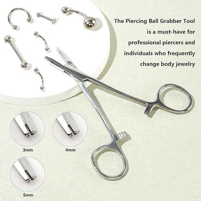 Piercing Ball Grabber Tool 3mm 4mm 5mm Piercing Ball Screw Removal Tool Reusable Bead Clamping Assistant Tool for Changing Jewelry