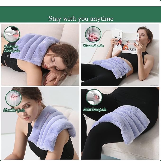 Romfox Microwavable Heating Pad for Pain Relief, Moist Heat for Cramps, Muscles, Joints, Back, Neck and Shoulders, Heat Compress Pillow, for Both Hot and Cold Therapy (Purple - Lavender Scented)