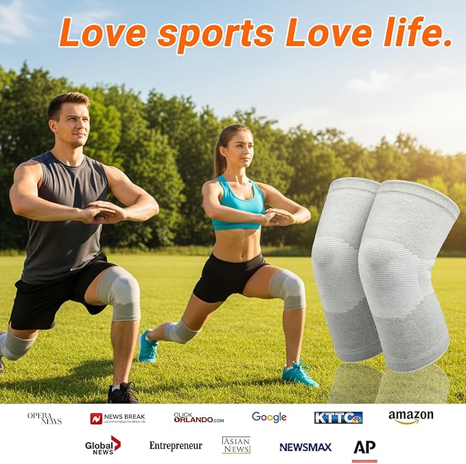 Knee Sleeves For Women Bamboo Pair Compression Leg Brace Pain Arthritis Plus Size Wraps Relief Running Sleeping Under Soft Elastic Vendas Para Rodillas Protector Gym Mujer Rodilleras Weightlifting(Gray,X-Large)