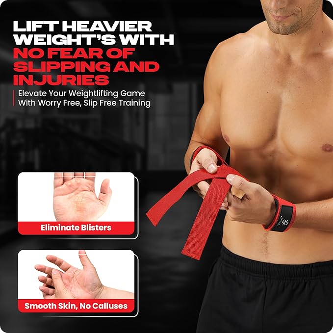Special Essentials 2 Pack of Wrist Straps for Weightlifting - Two-Sided Anti Slip Silicone Grip & Padded Neoprene - Durable Gym Lifting Straps for Men and Women for Bodybuilding & Powerlifting
