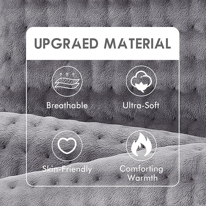 DAILYLIFE Heating Pad for Back Pain Relief, 17"x33" Large Size Electric Heated Pad with Overheating Protection, 6 Heating Settings and UL Certified, Auto-Off and Machine Washable, Gray