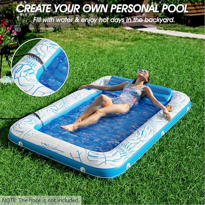 Inflatable Tanning Pool Lounger Float - Jasonwell 4 in 1 Sun Tan Tub Sunbathing Lounge Raft Floatie Toys Water Filled Bed Mat Pad for Kids Adult Blow Up Kiddie Ball Pit Pool (XL)