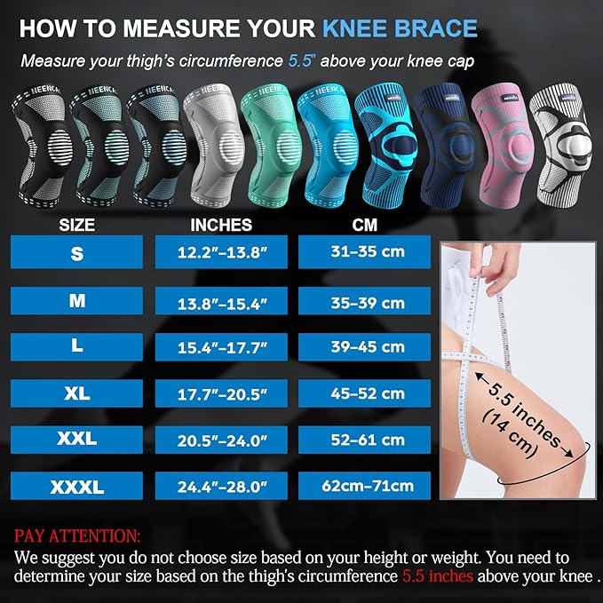 NEENCA 2 Pack Knee Braces for Knee Pain, Compression Knee Sleeves with Patella Gel Pad & Side Stabilizers, Knee Support for Meniscus Tear, Arthritis, Joint Pain, ACL, Runner, Workout