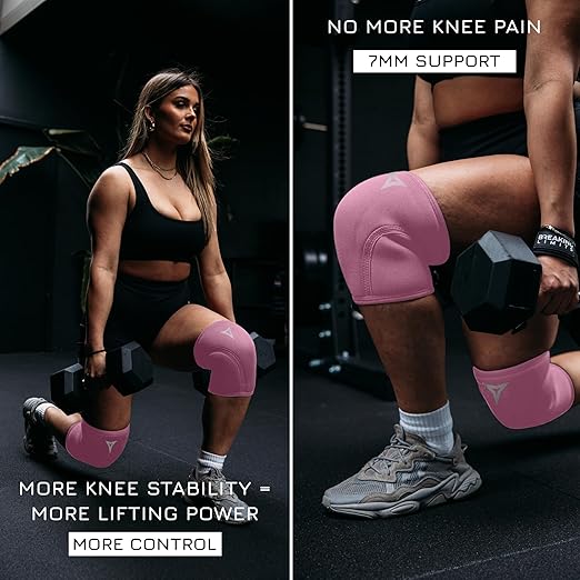 BREAKING LIMITS Pink Knee Sleeves Weightlifting Women - Gym Knee Sleeves for Women - 7MM Knee Wraps for Squats, Lifting & Powerlifting (S)