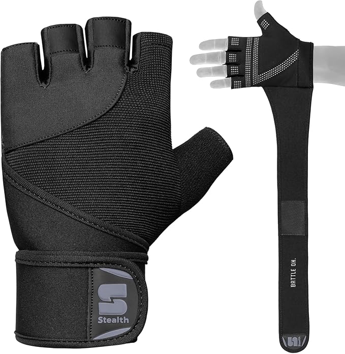 Stealth Sports Weight Lifting Gloves with Wrist Wrap Support Padded Palm Protection Exercise Gym Workout Gloves Men & Women Training Fitness Weightlifting Bodybuilding,E9