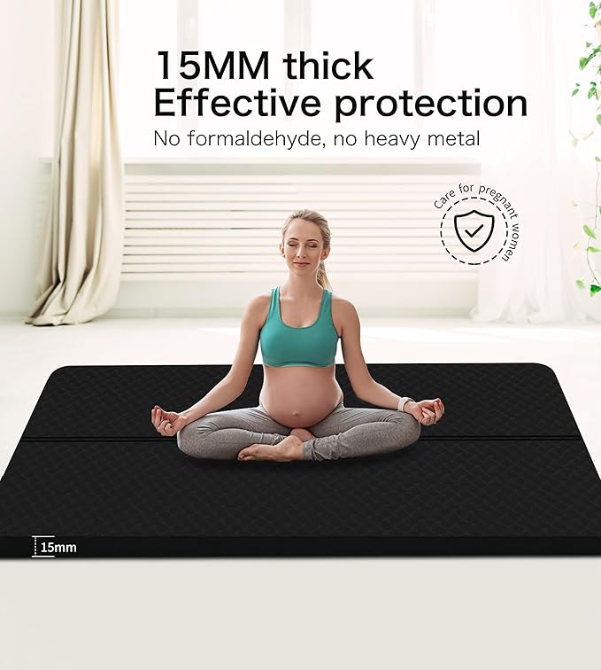 nuveti Large Exercise Mat - 15mm/20mm/30mm Thick Yoga Mat | Workout Mat for Fitness, Yoga, Pilates, Stretching & Floor Exercises for Women & Men with Free Carrying Bag
