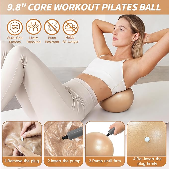 NANATI Pilates Kit, Home Pilates Workout Kit for Women, Pilates Equipment with 14.5" Pilates Ring and Ball, Resistance Bands, Ankle Weights, Sliders & Grip Socks Accessories for Starter Home Workouts
