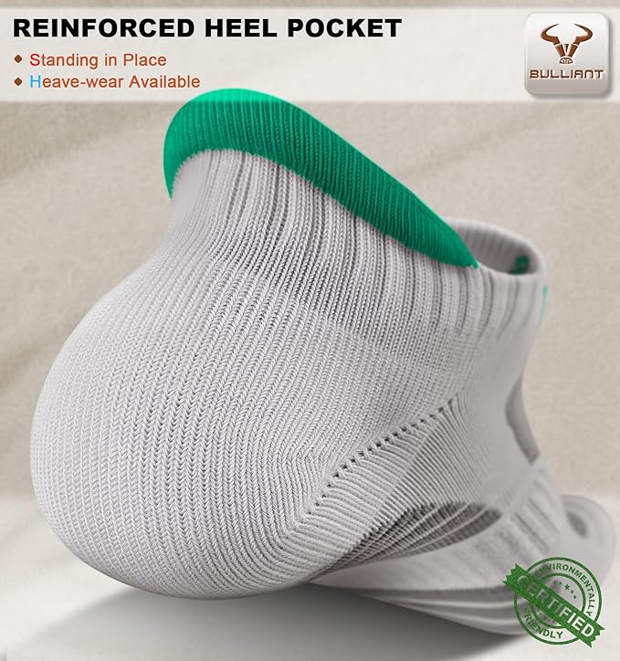 BULLIANT Men Running Socks,Active Ankle Socks No Show For Men With Cushioned Footbed Arch Support Breathable Wicking