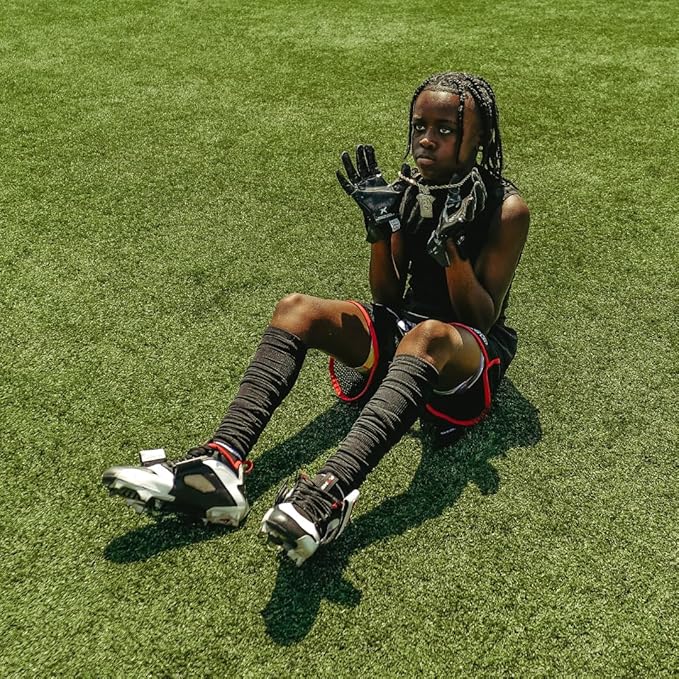 KUTFTBL Pre-Scrunched Football Leg Sleeves with Built-In Hidden Elastic Bands Performance Fabric Above or Below the Knee