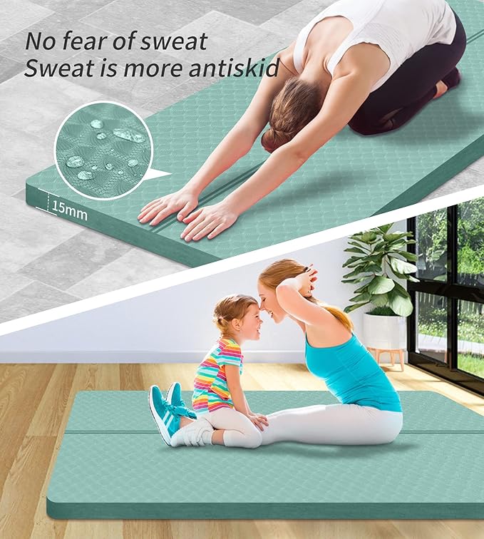 nuveti Large Exercise Mat - 15mm/20mm/30mm Thick Yoga Mat | Workout Mat for Fitness, Yoga, Pilates, Stretching & Floor Exercises for Women & Men with Free Carrying Bag