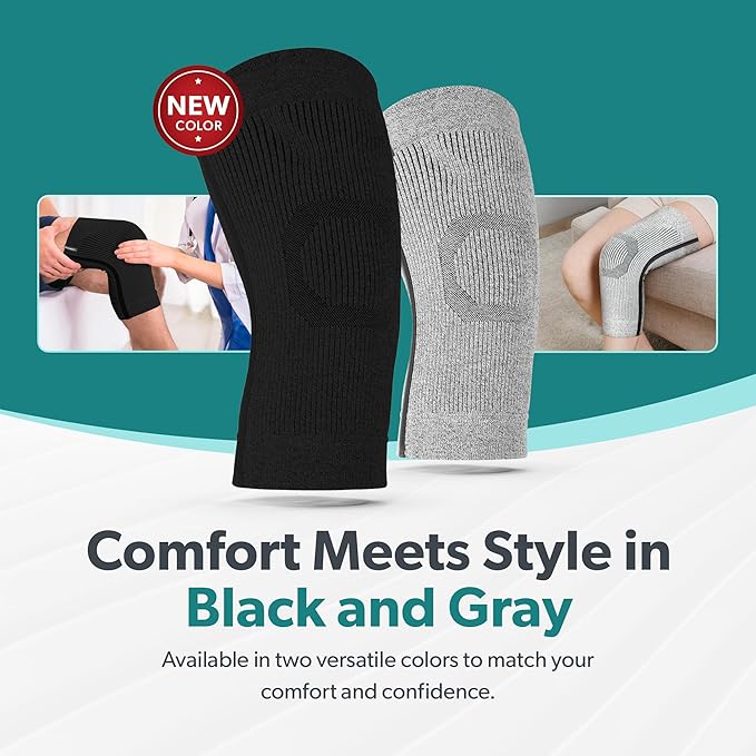 BraceAbility Plus Size Knee Brace for Women and Men – Compression Sleeve for Knee Pain Relief, Arthritis, Swelling, Osteoarthritis, Meniscus Tear, Joint Support Knee Stabilizer (5XL/6XL Gray)