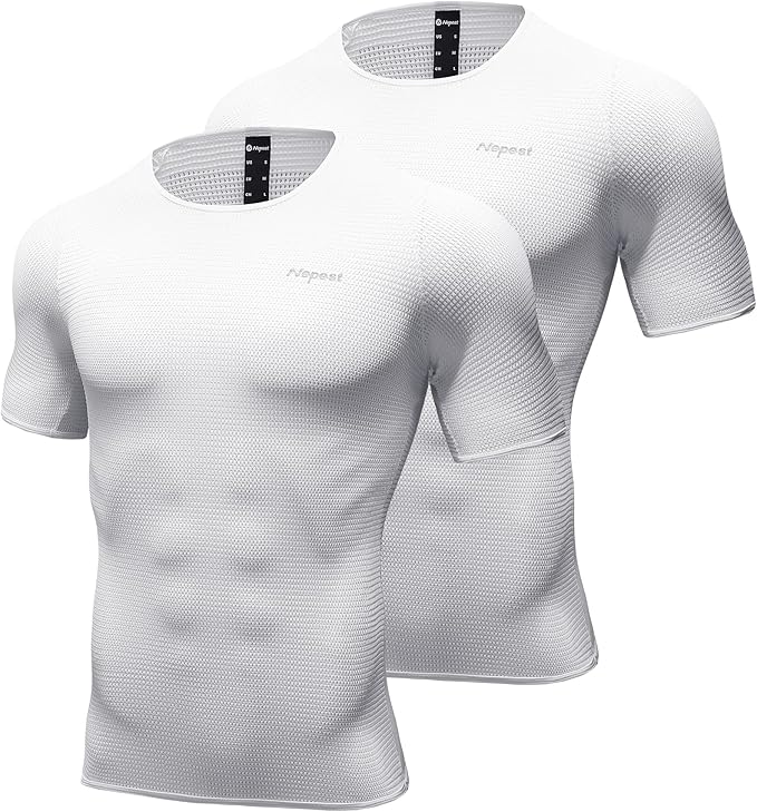 Nepest Mens Vests/Short Sleeve Biking Base Layer Mesh Sleeveless Cycling Baselayer Bicycle Ultralight Undershirts
