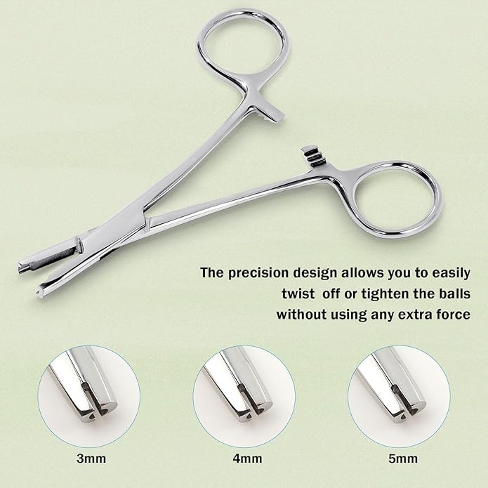 Piercing Ball Grabber Tool 3mm 4mm 5mm Piercing Ball Screw Removal Tool Reusable Bead Clamping Assistant Tool for Changing Jewelry