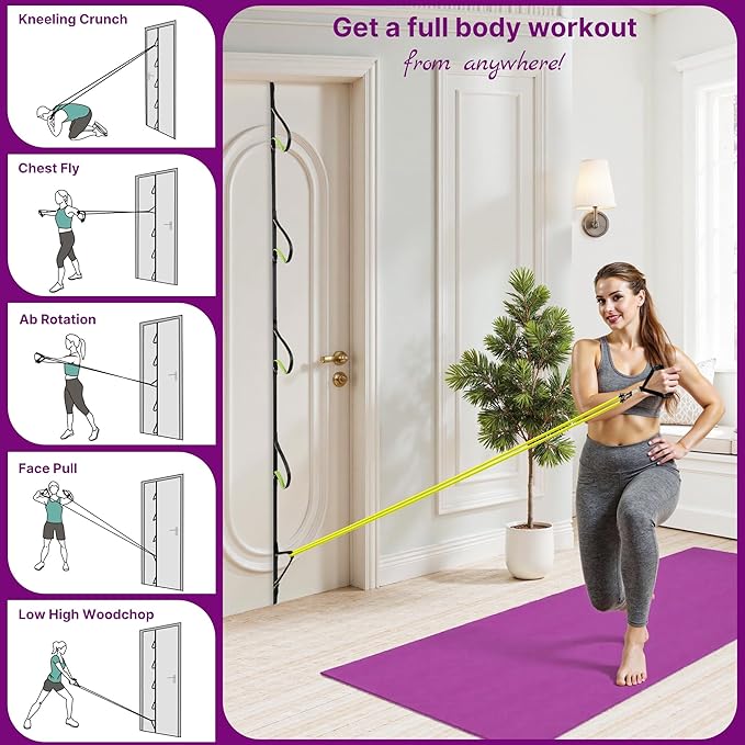 Manificent Door Anchor for Resistance Bands, Heavy Duty Padded Door Anchor System Door Hook, Must-Have Workout Exercise Bands Attachment Compatible for Loop Bands, Resistance Tube