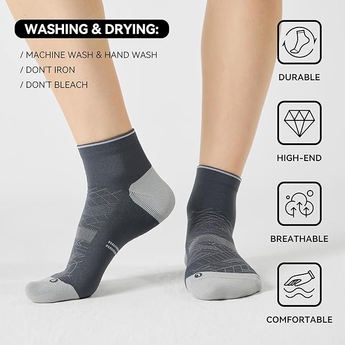 CS CELERSPORT 2/5 Pairs Ankle Compression Socks for Men and Women Running Athletic Socks