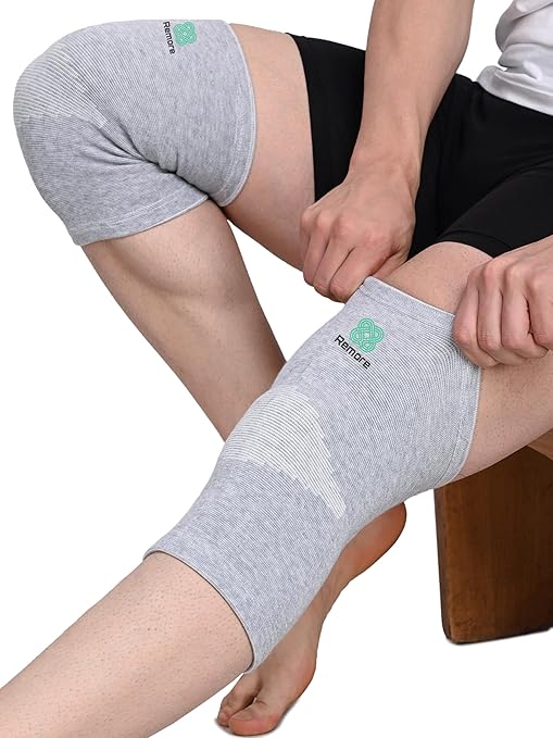 Bamboo Knee Compression Sleeve for Men and Women Bamboo Knee Brace for Men and Women Knee Pain, Gym, Running, Basketball, Meniscus Tear, Sports, Joint Pain Relief, Injury Recovery (45-51cm Thigh) (Large)