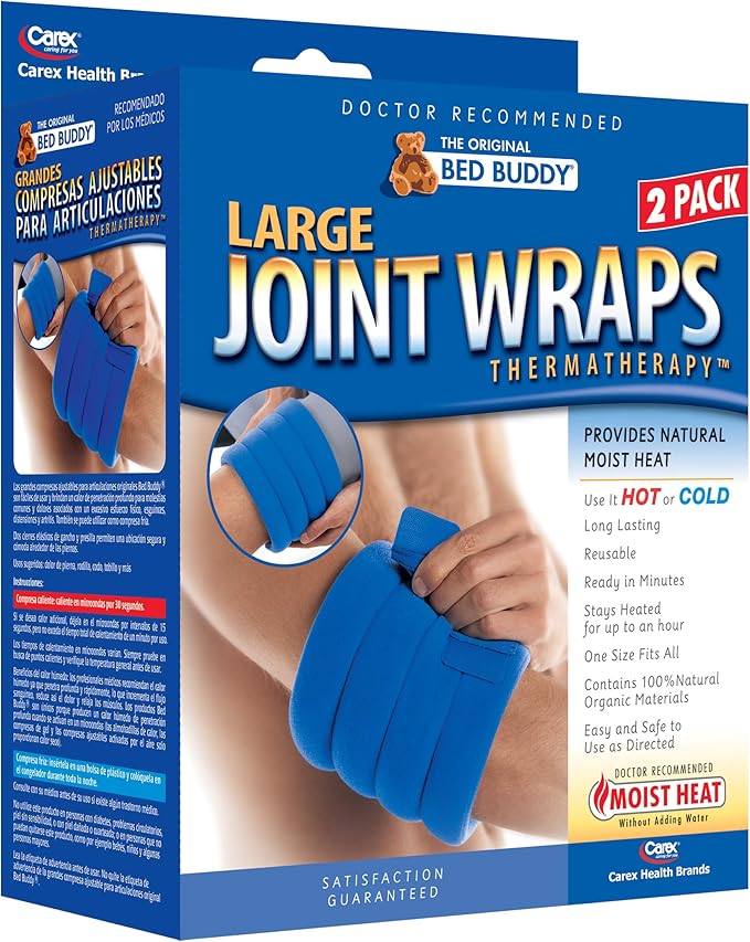 Bed Buddy Joint Wrap - Hot & Cold Therapy for Muscle Pain Relief and Joint Pain Relief - Large Heating Pad for Knee, Wrist, Elbow, Ankle, Arm or Leg, (Pack of 2)