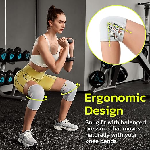 aoFIT Knee Brace for Women Men (1 Pair) 5mm Neoprene Knee Compression Sleeve Knee Support, Non-Slip Braces for Training & Fitness, Weightlifting, Marble Bloom XX-Large