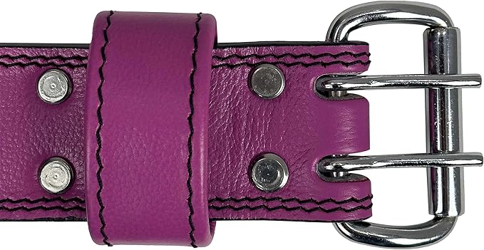Women's 100% Pure Heritage Full Grain Leather Lifting Belt – Handcrafted with Extra Padding, Double Prong Buckle & Double Stitching (Dark Blue M)