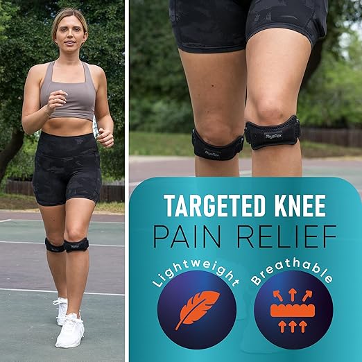 PhysFlex 2 Pack Patella Knee Brace - Knee Support and Pain Relief, Running, Hiking, Basketball, Jumpers Knee, Tendonitis, Adjustable Strap Patellar Tendon Stabilizer