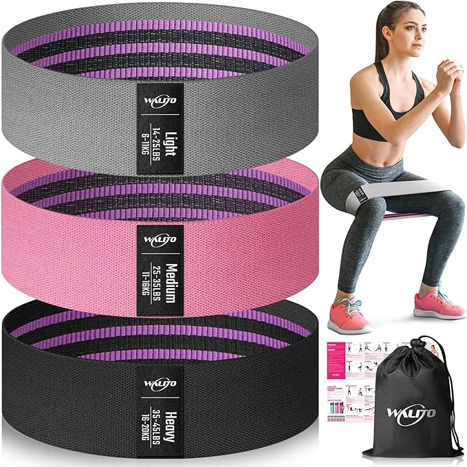 WALITO Resistance Bands for Working Out, Fabric Exercise Bands for Legs and Butt, Workout Bands for Women and Men, Booty Band for Yoga Starter Set, Pilates, Rehab, Fitness and Home Workout