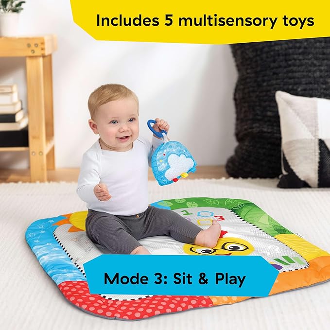 Baby Einstein Cal’s Curiosity Center Foldaway Play Gym, Educational Activity Gym, with Music & 5 Multisensory Toys; Ages 0 Months and up