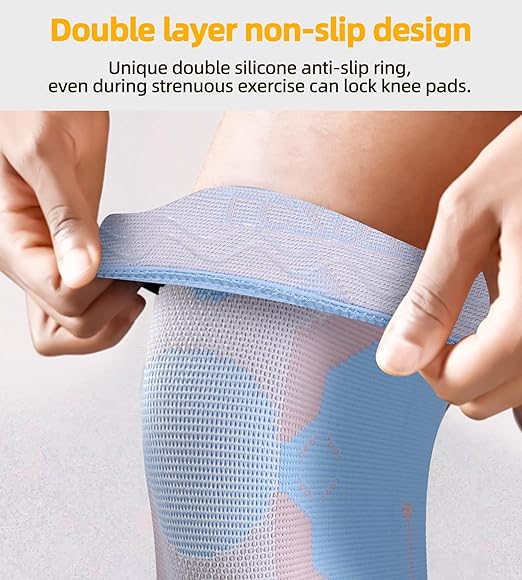 Knee Braces 2-Pack - Compression Sleeves for Men & Women, Knee Pain Relief for Arthritis, Meniscus Tear, Running, Gym, Basketball - Blue XL(Check Sizing)