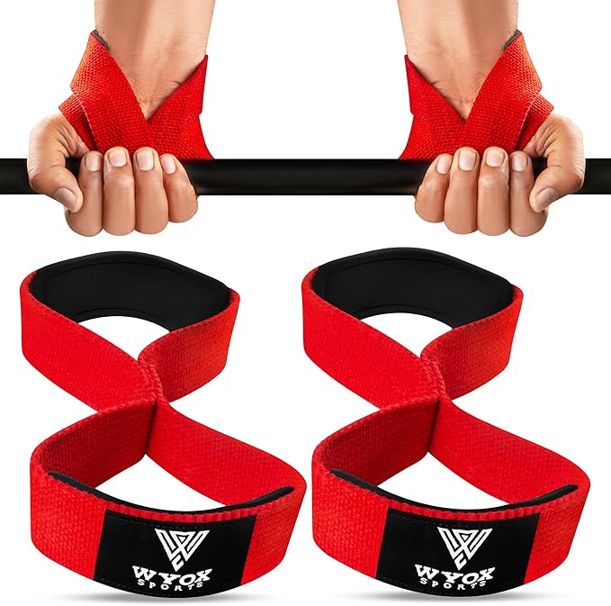 WYOX Figure 8 Lifting Wrist Straps for Weightlifting – Heavy Duty Padded Neoprene Wrist Support, Powerlifting & Strength Training Lift Straps for Deadlifts, Pull Ups, Rows, Shrugs, Gym Training Hand Grip Support for Bodybuilding