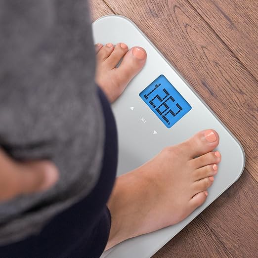 Digital Body Fat Scale with Large Backlit LCD and Smartphone Tracking (Silver)