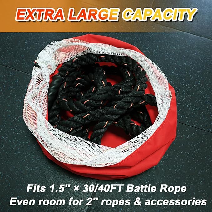 J Bryant Extra Large Battle Rope Storage Bag – Heavy-Duty Carry Sack for Training Ropes, Jump Ropes & Gym Accessories