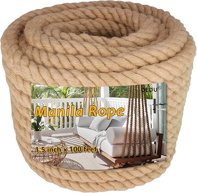 1.5" X 100' Treated Manila Rope Boat Docks Tree Farm Dock Deck