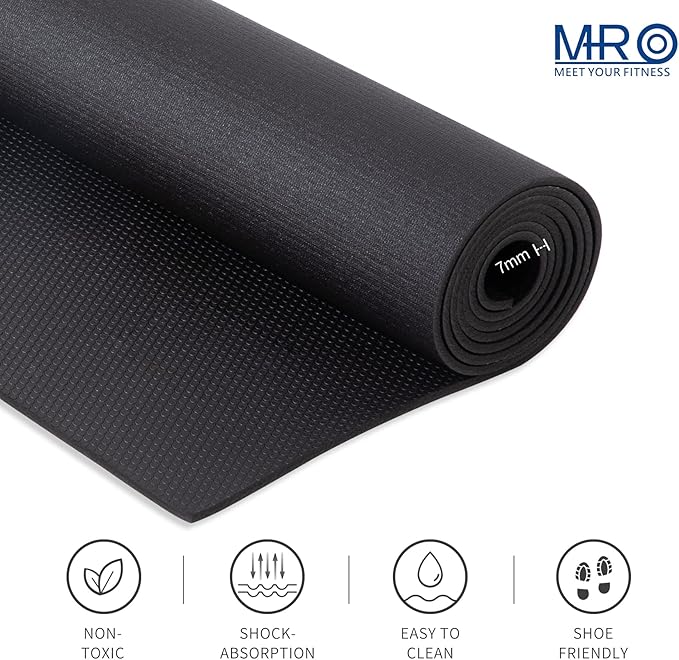 MRO Extra Large Exercise Mat For Home Gym, 8'x4.5'/7'x4.5'/6'x4.5'(7mm) Workout Mats for Gym Flooring, Non-Slip, Extra Thick Durable Cardio Mat, Ideal for Plyo, Weights, MMA, Jump Rope -Shoe Friendly