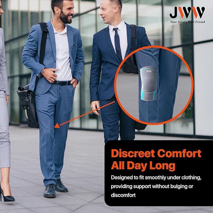 JWW Plus Size Knee Compression Sleeve for Big Thighs, 2 Pack Knee Brace for Men & Women Knee Pain Relief, Workout Sports Knee Support, Knee Braces for Meniscus, ACL & Arthritis Recovery (Blue, 2XL)