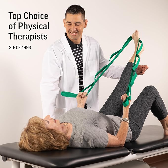 OPTP The Original Stretch Out Strap with Exercise Book, for Flexibility and Mobility Exercises. Stretch Out Straps for Physical Therapy, Yoga Stretching Strap and Knee Therapy Strap. Made in the USA