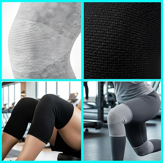 Bamboo Charcoal Compression Knee Sleeve for Runners & Arthritis - Elastic, Breathable Knee Support Pads with Warmth & Odor Control (Gray+Black) (Medium)
