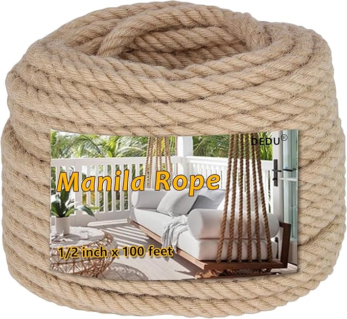 1/2" X 100' Treated Manila Rope Boat Docks Tree Farm Dock Deck