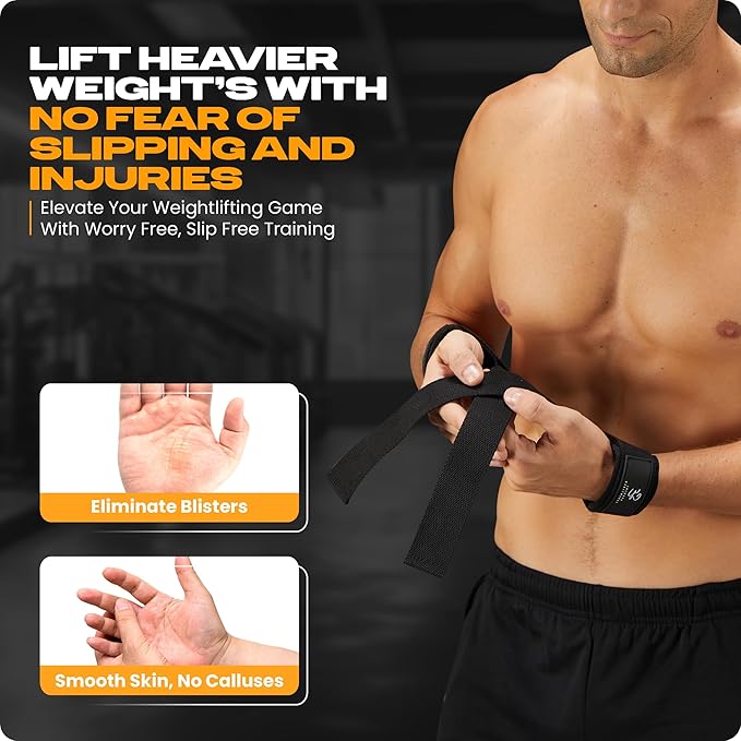 Special Essentials 2 Pack of Wrist Straps for Weightlifting - Two-Sided Anti Slip Silicone Grip & Padded Neoprene - Durable Gym Lifting Straps for Men and Women for Bodybuilding & Powerlifting