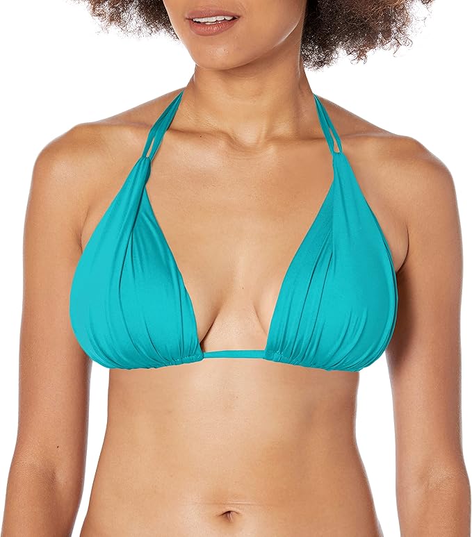 Island Goddess Rouched Halter Bikini Swimsuit Top