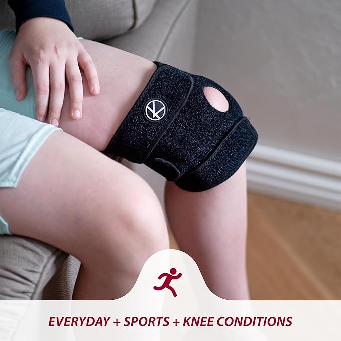 KARM Kids Knee Brace - Osgood Schlatter Knee Brace Youth for Kids, Sports, Pain, Arthritis, Patella, Meniscus Tear, MCL, ACL - Adjustable Compression Support for Child, Boys & Girls (Black)