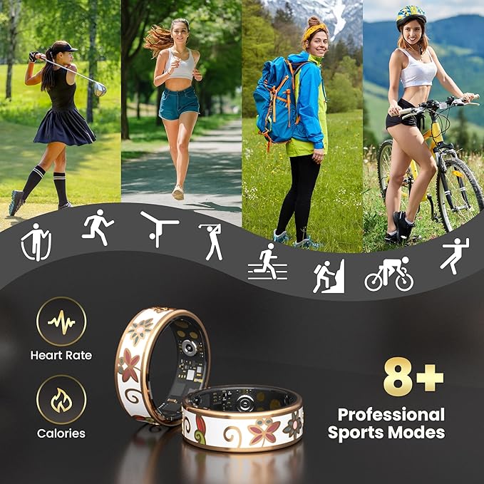 Enamel Craft Smart Ring for Women & Men - No Subscription Fee Fitness Tracker with Sleep Tracking, Heart Rate, SpO2 - IP68 Waterproof for iPhone Android - Activity Tracker, Remote Camera (11)